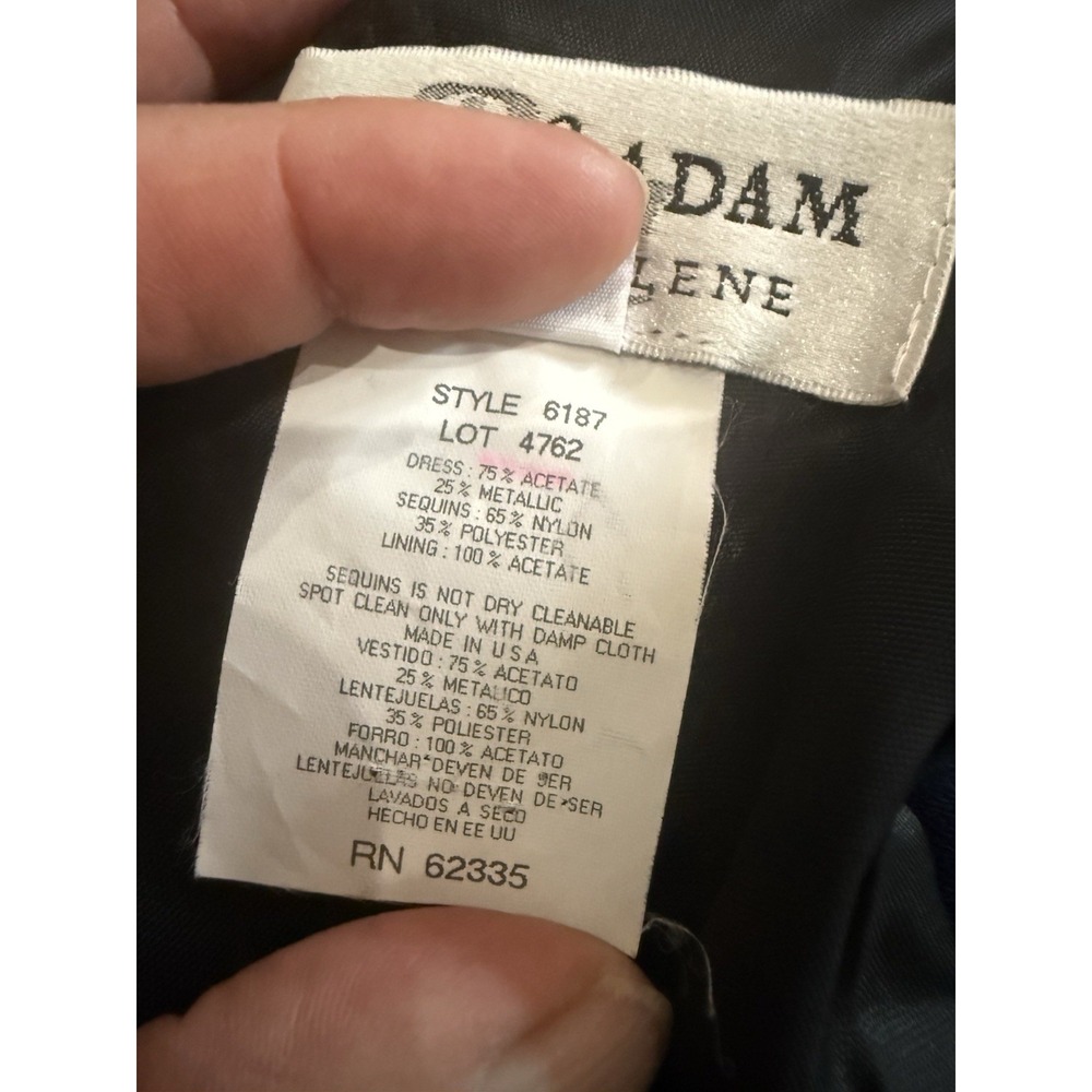 Y2K VTG Betsy Adam Jaslene Maxi Dress Gown Blue Mesh Metallic Shimmer Sz 8 - Picture 10 of 10